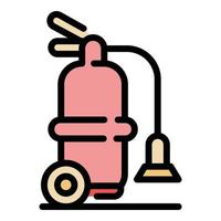 Emergency fire extinguisher icon color outline vector