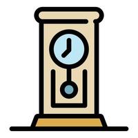 Retro pendulum clock icon color outline vector