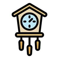 vector de contorno de color de icono de reloj de péndulo de pájaro