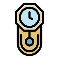 Chalet pendulum clock icon color outline vector