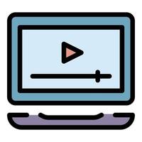 Online video player icon color outline vector