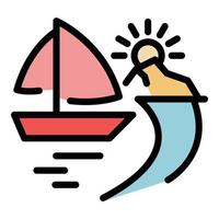 Yacht on beach icon color outline vector