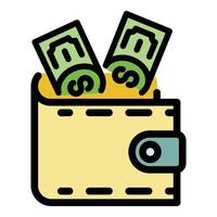 Money wallet icon color outline vector