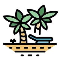 Palm tree beach icon color outline vector