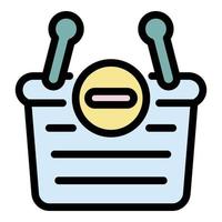 Restriction shop basket icon color outline vector