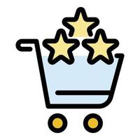 Stars shop cart icon color outline vector