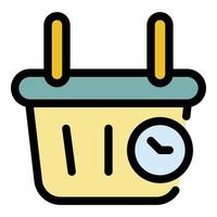 Shop basket time icon color outline vector