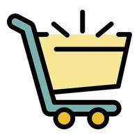 New shop cart icon color outline vector