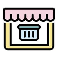 Online shop icon color outline vector