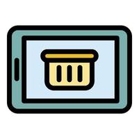 Tablet shopping icon color outline vector