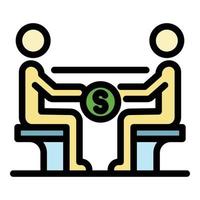 Giving a bribe under the table icon color outline vector
