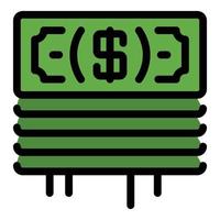 Stack of dollars icon color outline vector