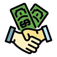 Handshake and money icon color outline vector