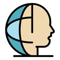 Global thinking icon color outline vector