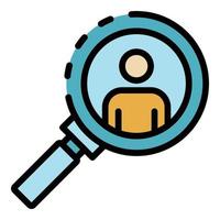 Man under magnifier icon color outline vector