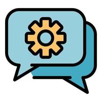 Gear in chat bubble icon color outline vector
