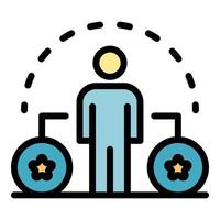 Man and two stars in a circle icon color outline vector