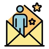 Man in an envelope icon color outline vector