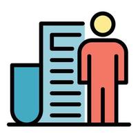 Man and document icon color outline vector