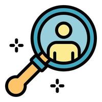 Man in a magnifier icon color outline vector