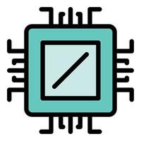 Microchip processor icon color outline vector