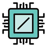 Microchip processor icon color outline vector