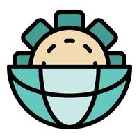 Gear and globe icon color outline vector
