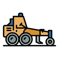 Building grader machine icon color outline vector