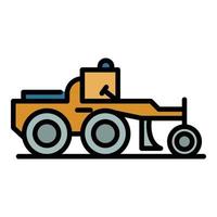 Construction grader machine icon color outline vector