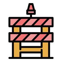 Road block barrier icon color outline vector