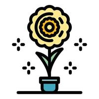 Flower pot icon color outline vector