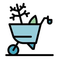 Landscape designer wheelbarrow icon color outline vector