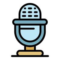 Retro microphone icon color outline vector