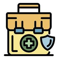 First aid kit insurance icon color outline vector