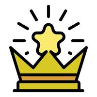 Crown with a star icon color outline vector