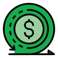 Dollar and circular arrow icon color outline vector