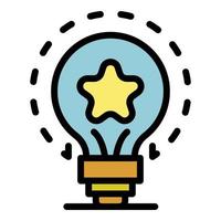 Star in a light bulb icon color outline vector