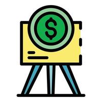 Flipchart and dollar sign icon color outline vector