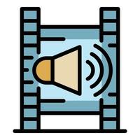 Film strip and speaker icon color outline vector