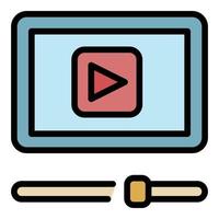 Internet video icon color outline vector