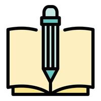 Pencil and notebook icon color outline vector
