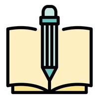 Pencil and notebook icon color outline vector