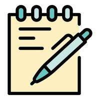 Pen and notebook icon color outline vector