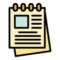 Notes in notepad icon color outline vector