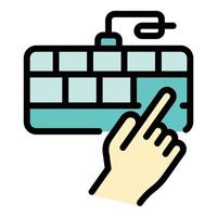 vector de contorno de color de icono de mano y teclado