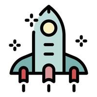 Rocket and stars icon color outline vector