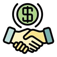 Dollar sign handshake icon color outline vector