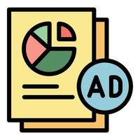 Ad and diagram in newspaper icon color outline vector