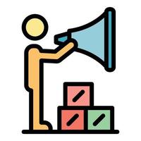 A man with megaphone icon color outline vector