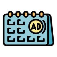 Advertisement on a calendar icon color outline vector